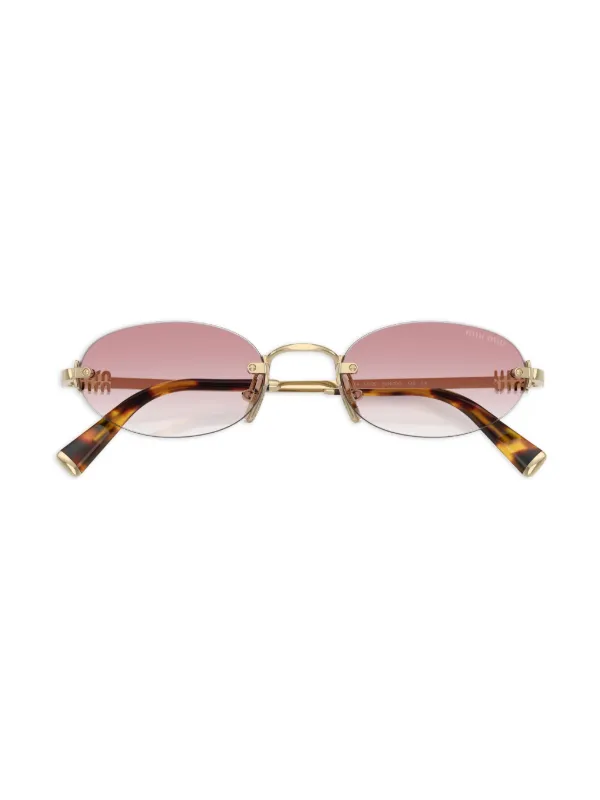 Miu Miu Eyewear oval-frame Sunglasses | Gold | FARFETCH