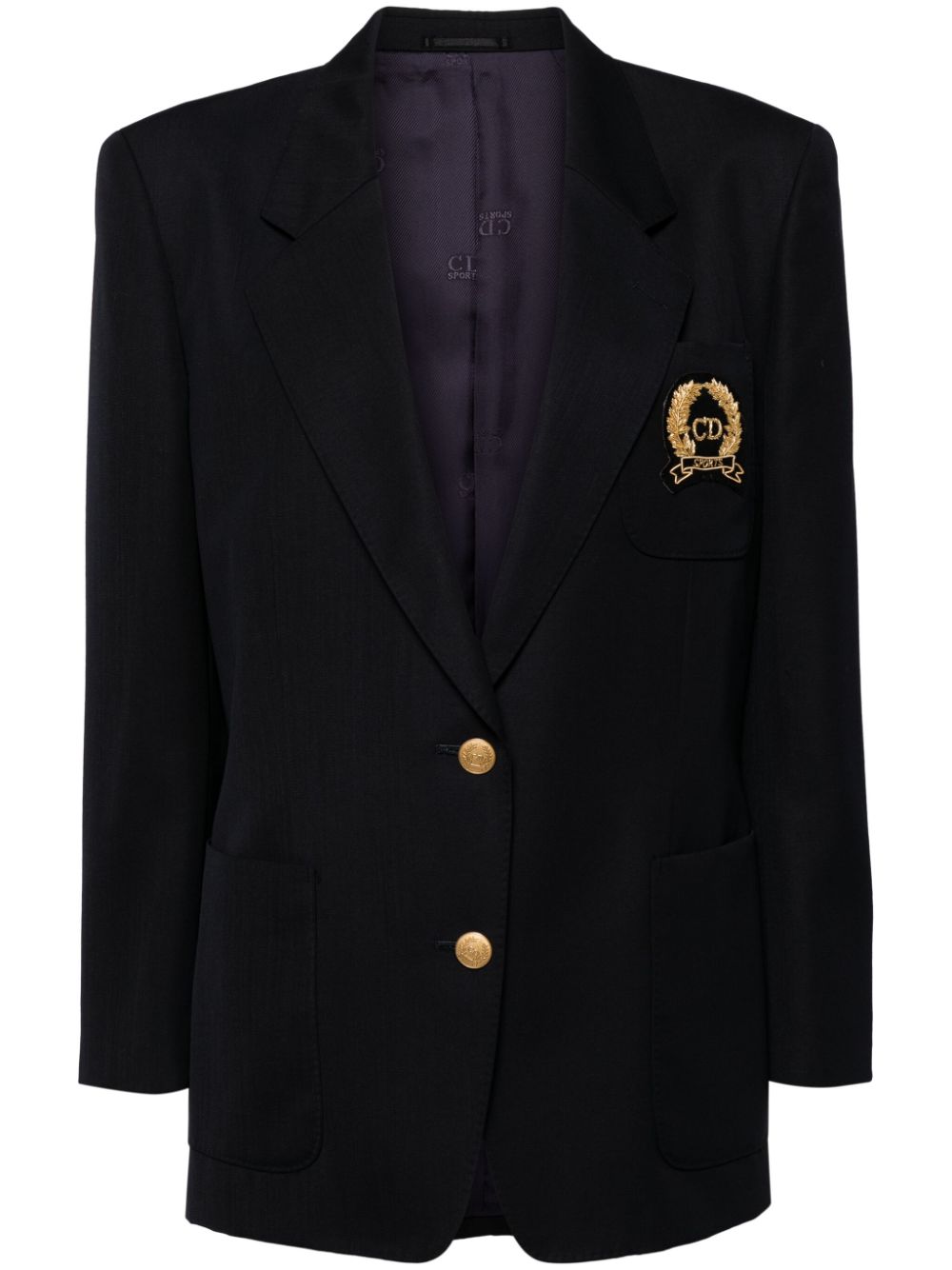 logo-patch single-breasted blazer