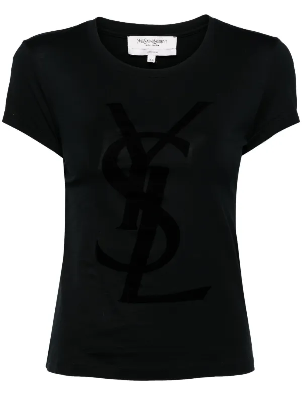 Saint Laurent Pre Owned logo print Cotton T shirt Farfetch