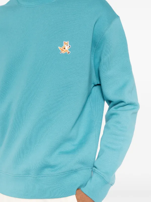 スウェット・トレーナー MAISON KITSUNE Cotton sweatshirt with speedy fox patch Blu Maison Kitsuné Speedy Fox Patch Sweatshirt | Blue | FARFETCH CA