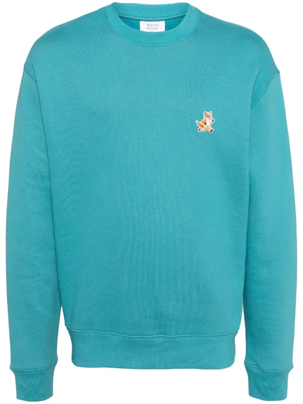 スウェット・トレーナー MAISON KITSUNE Cotton sweatshirt with speedy fox patch Blu Maison Kitsuné Speedy Fox Patch Sweatshirt | Blue | FARFETCH CA