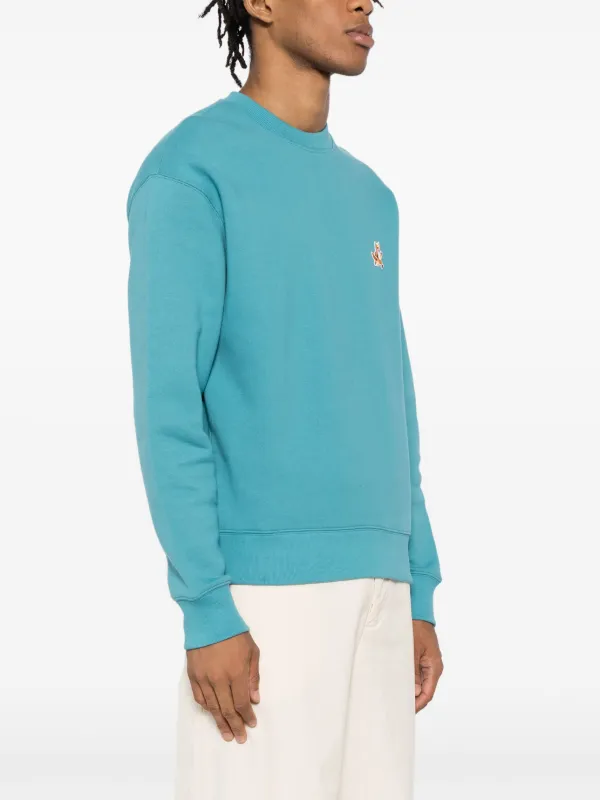 スウェット・トレーナー MAISON KITSUNE Cotton sweatshirt with speedy fox patch Blu Maison Kitsuné Speedy Fox Patch Sweatshirt | Blue | FARFETCH CA