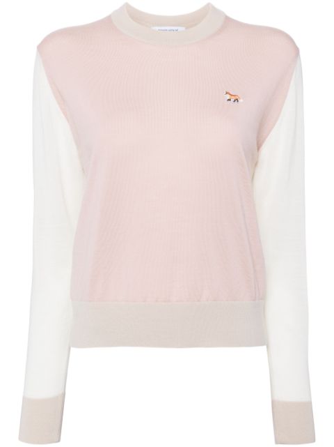 Maison Kitsune baby fox patch colour block jumper Women