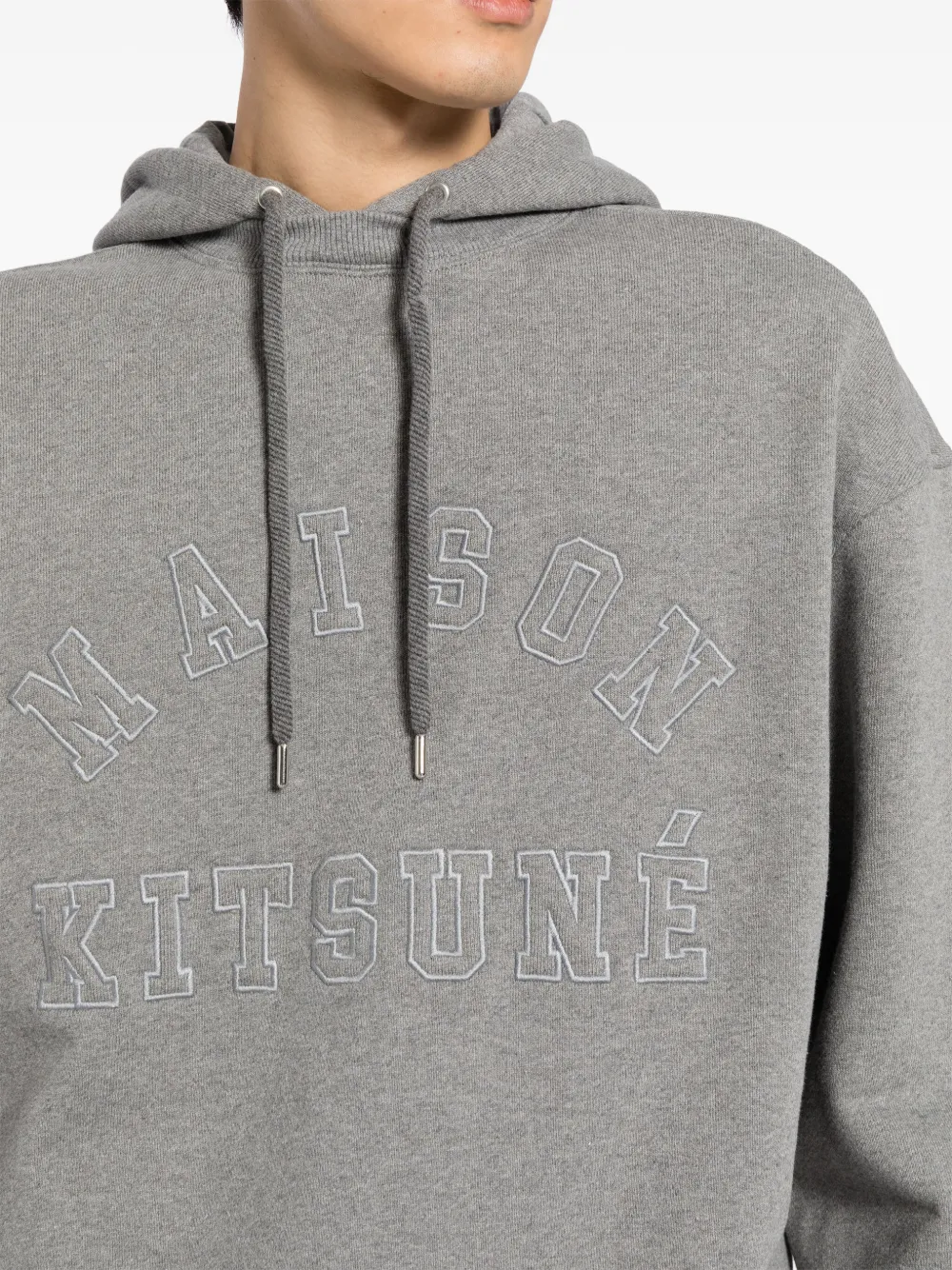 Maison Kitsune logo-embroidered cotton hoodie Men