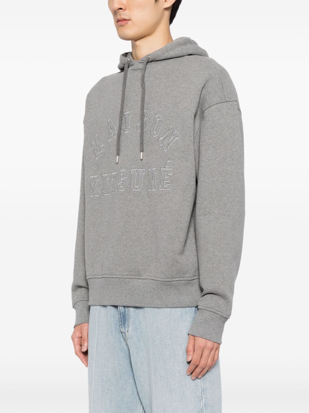 Maison Kitsune logo-embroidered cotton hoodie Men