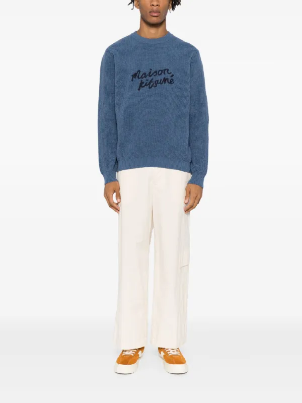 Maison Kitsuné Maison Kitsune Handwriting Jumper | Blue | FARFETCH ZA