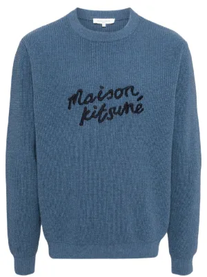 Maison Kitsuné Handwriting logo-embroidered Jumper | Blue