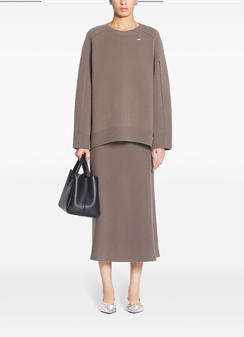 Shop Lanvin Flared Midi Skirt In Brown