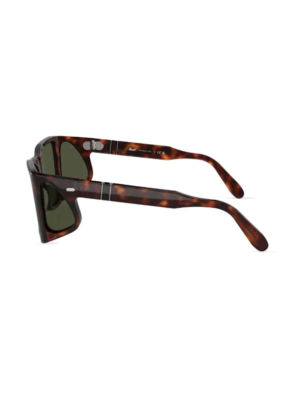 Lunettes De Soleil Persol PO009 Vintage - Verres Polarisés Verts, Monture Acétate Noir, Occasion Bon état