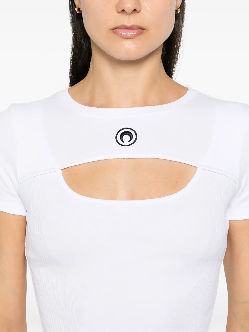 Marine Serre moon-logo cut-out T-shirt | White | FARFETCH