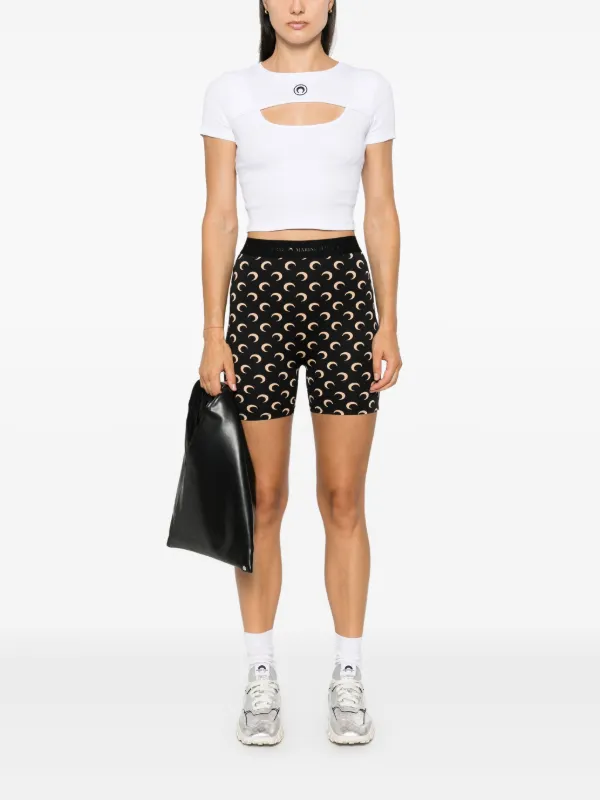 Marine Serre moon-logo cut-out T-shirt | White | FARFETCH