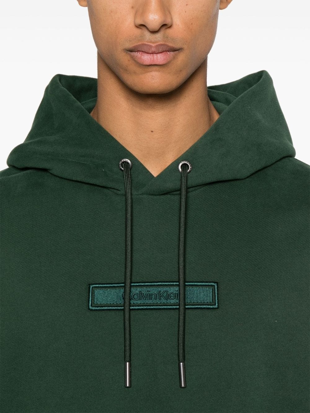 Shop Calvin Klein Logo-patch Hoodie In Green