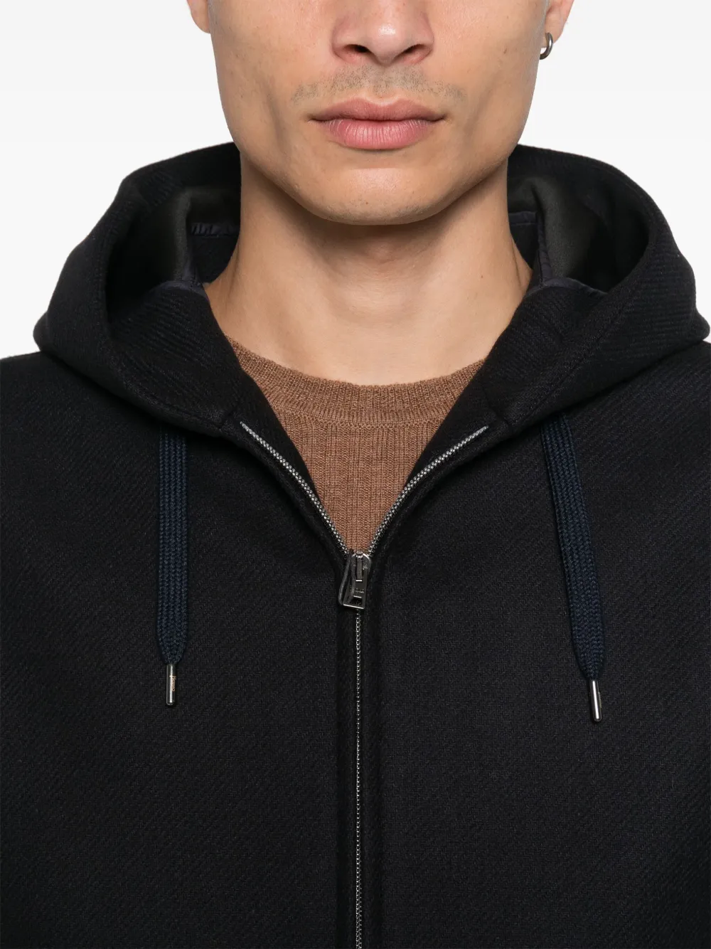 Herno Twill jack met capuchon Blauw