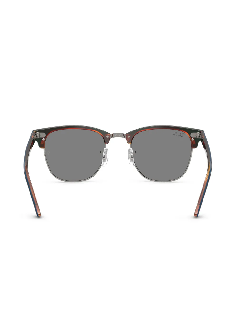 Ray Ban Clubmaster Classic Sunglasses Blue On Red Havana Frame Grey Lenses 49-21 In Grey