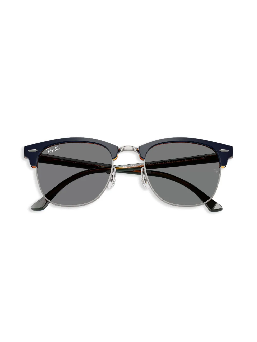 Ray Ban Clubmaster Classic Sunglasses Blue On Red Havana Frame Grey Lenses 49-21 In Grey