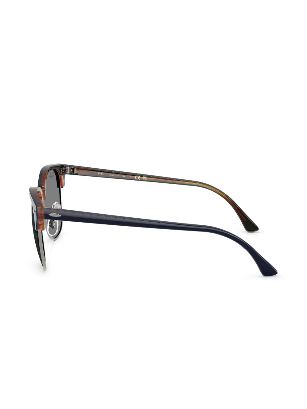 Ray Ban Clubmaster Classic Sunglasses Blue On Red Havana Frame Grey Lenses 49-21 In Grey
