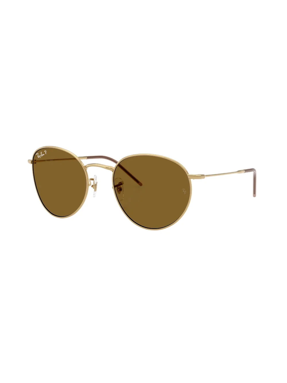 Ray Ban Round Reverse Sunglasses Arista Gold Frame Brown Lenses Polarized 53-21 In Gold