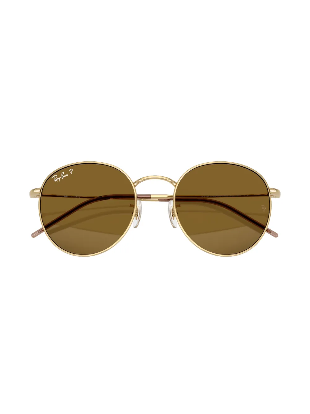 Ray Ban Round Reverse Sunglasses Arista Gold Frame Brown Lenses Polarized 53-21 In Gold