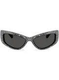 Swarovski crystal-embellished rectangle sunglasses - Black