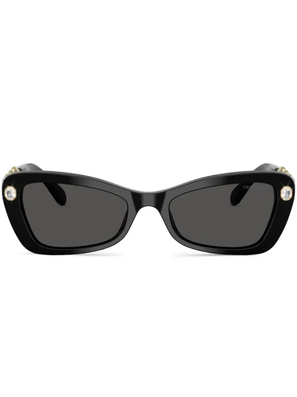 Women\'s Black Crystal-Accent Sunglasses FWG Women Sunglasses Crystal Accent Black Eye Wear Ladies  main image 4