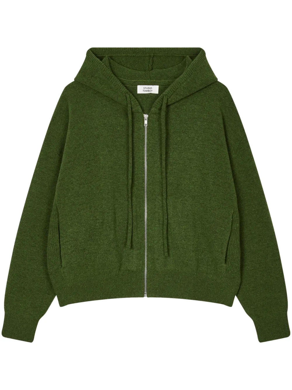 STUDIO TOMBOY logo-lettering hooded cardigan | Green | Image 1