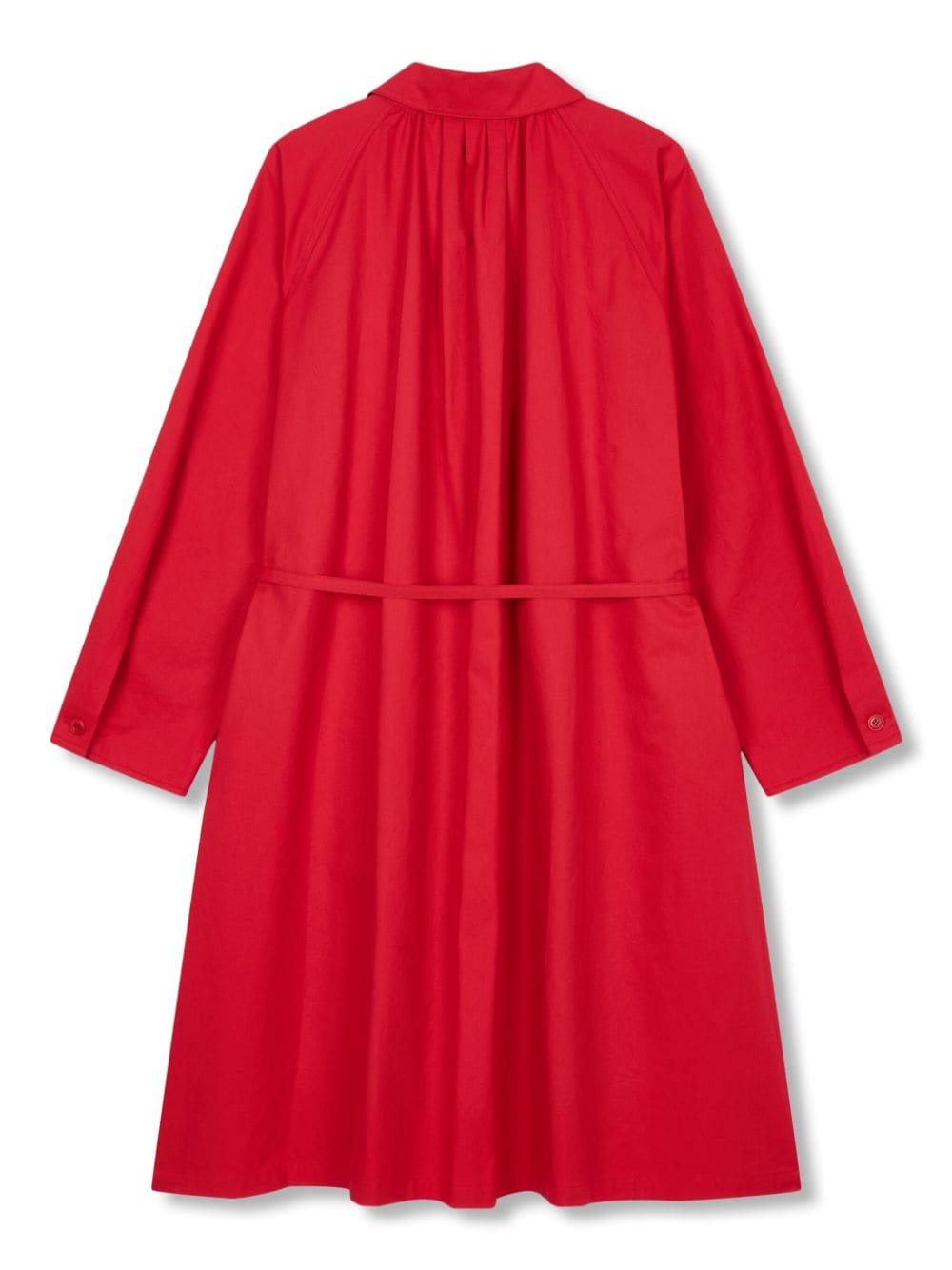 Shop Studio Tomboy Belted Cotton Shirt Dress In Red