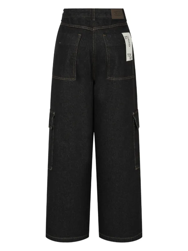 STUDIO TOMBOY cargo-pocket wide-leg Jeans | Black | FARFETCH