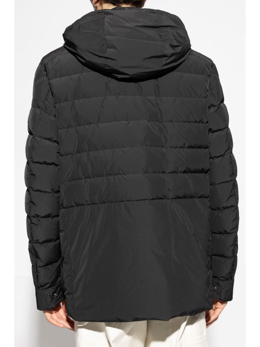 Shop Moncler Logo-appliqué Padded Coat In Black