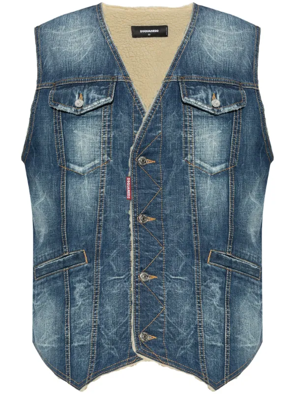 DSQUARED2 ダメージ デニムベスト | ブルー | FARFETCH JP