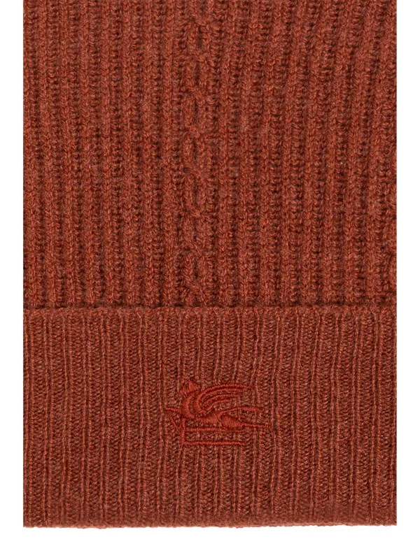ニットキャップ・ビーニー ETRO FW24 BEANIE HAT WITH LOGO (WAQA0016 AV393M0174) ETRO embroidered-logo Beanie | Orange | FARFETCH