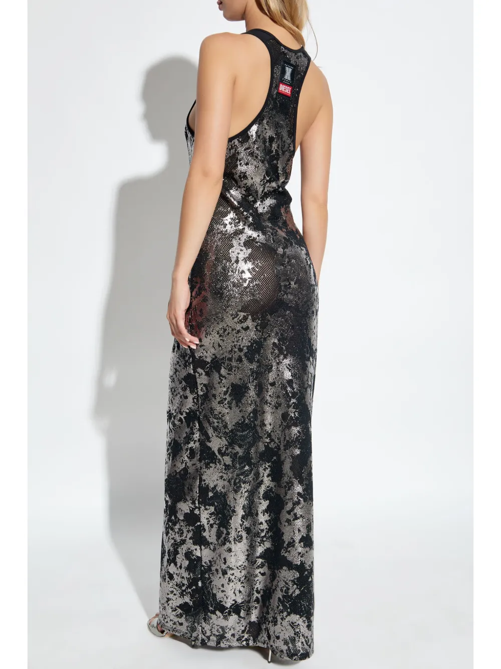 Diesel x Savage x Fenty C-Finishnet maxi-dress Zilver