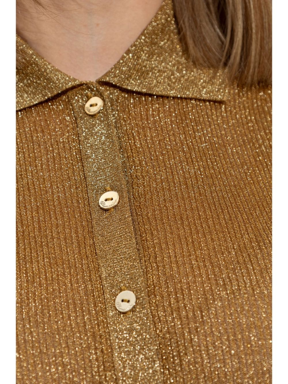 Shop Blumarine Knitted Polo Shirt In Gold