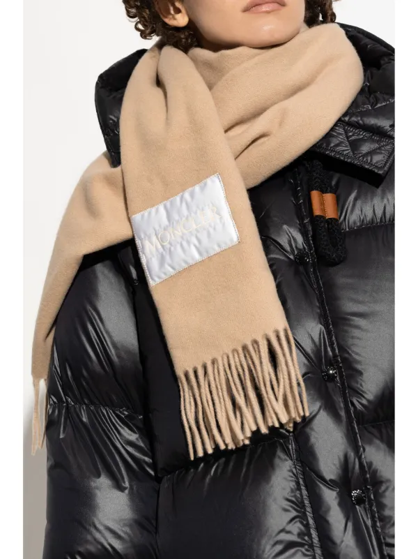 Moncler logo-patch Scarf | Neutrals | FARFETCH AO