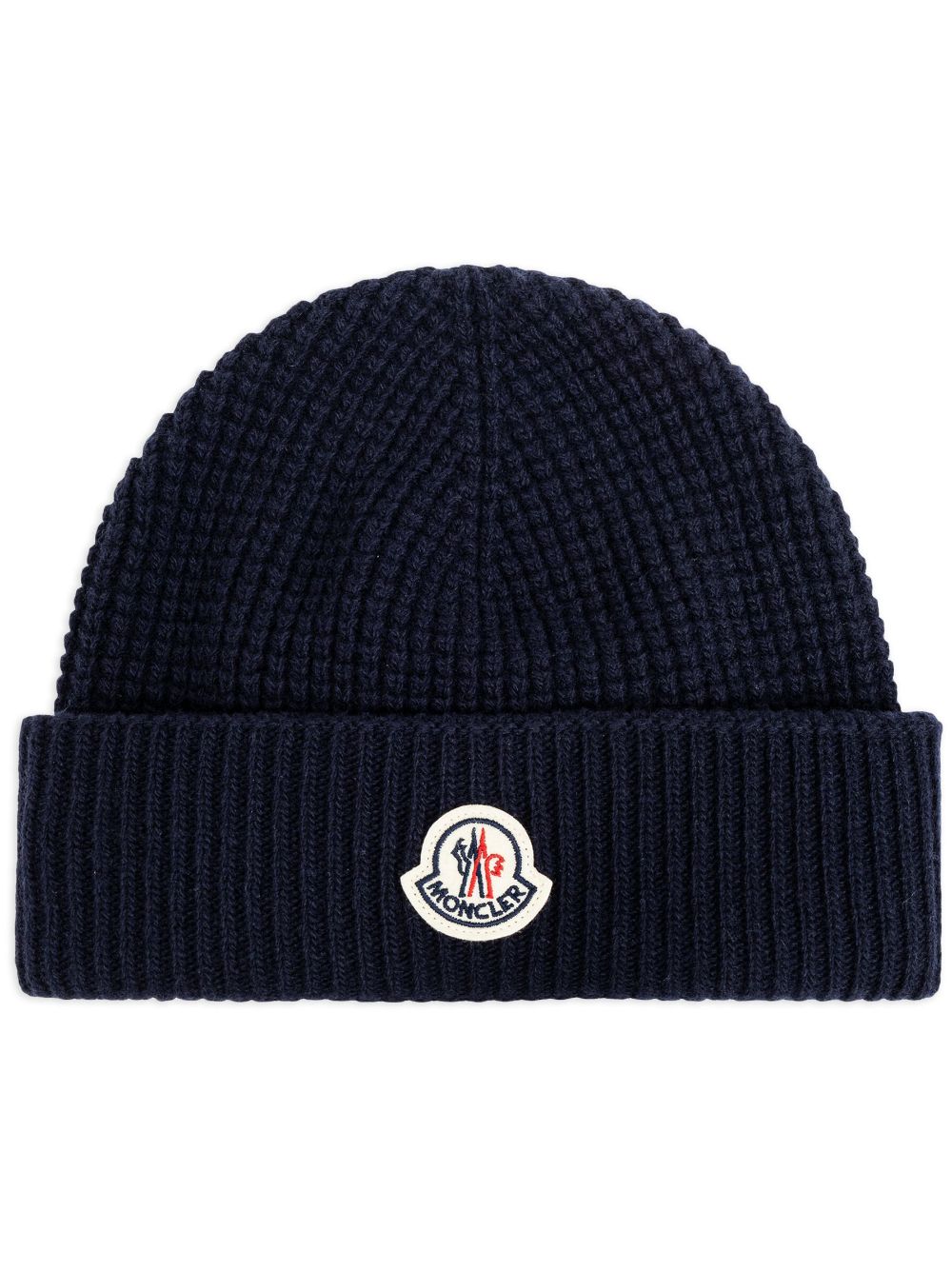 Moncler logo-appliqué beanie - Blue