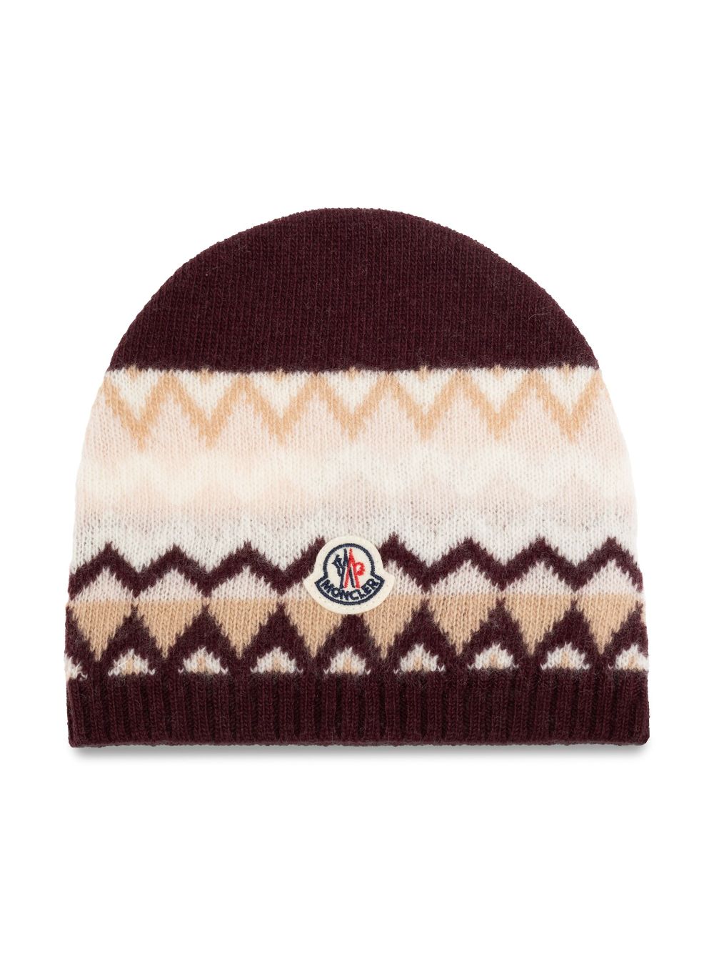 Moncler Enfant intarsia-knit logo-appliqué beanie - Brown