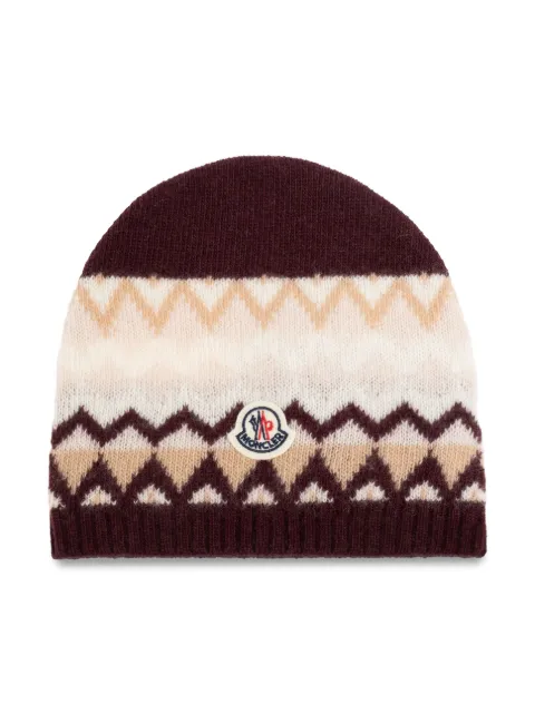 Moncler Enfant gorro tejido con logo en intarsia