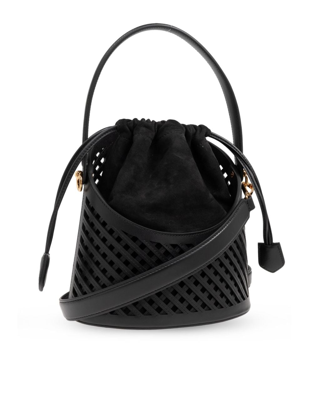 Shop Etro Medium Saturno Grid Cut-out Crossbody Bag In Black