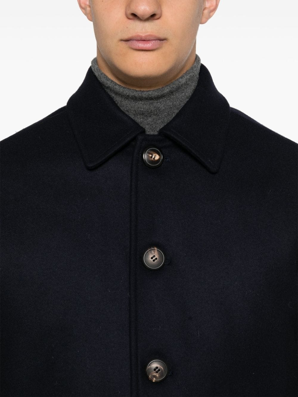 Shop Doppiaa Felted Shirt Jacket In Blue