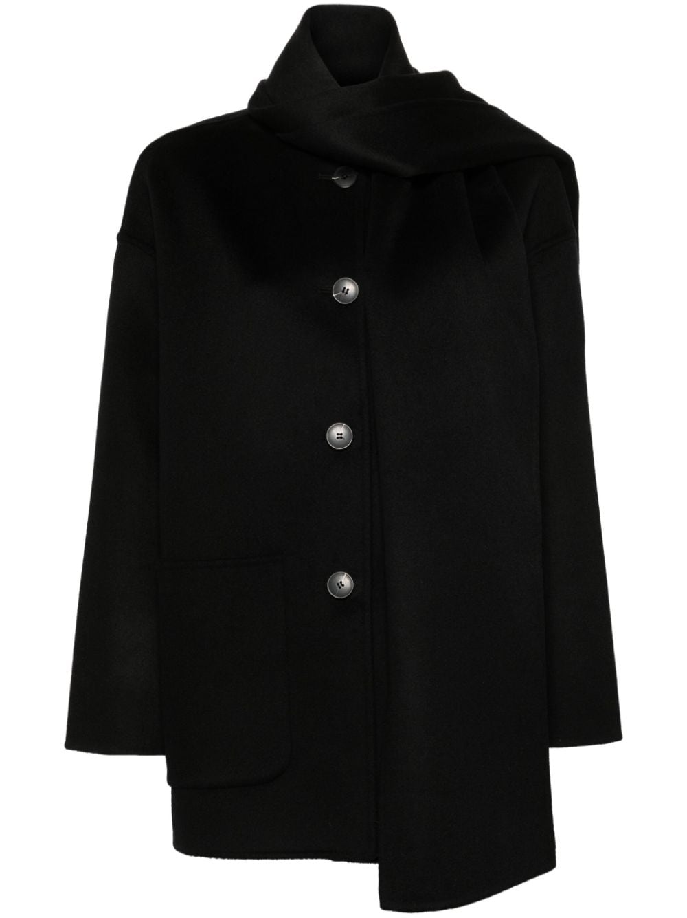 Shop Dynamis Studio Antwerp Scarf Coat In Black