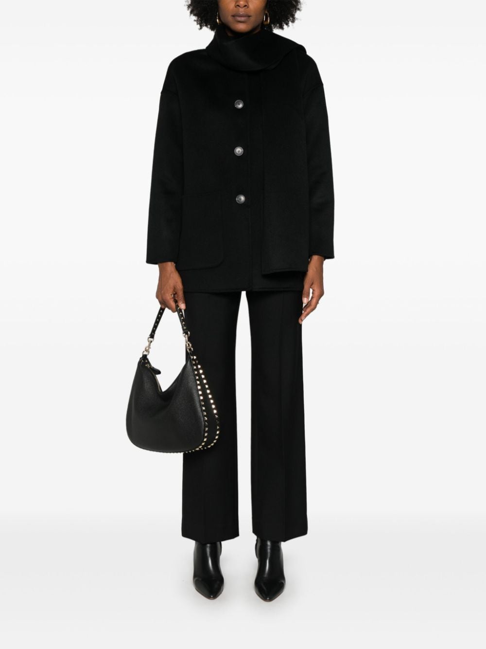 Shop Dynamis Studio Antwerp Scarf Coat In Black