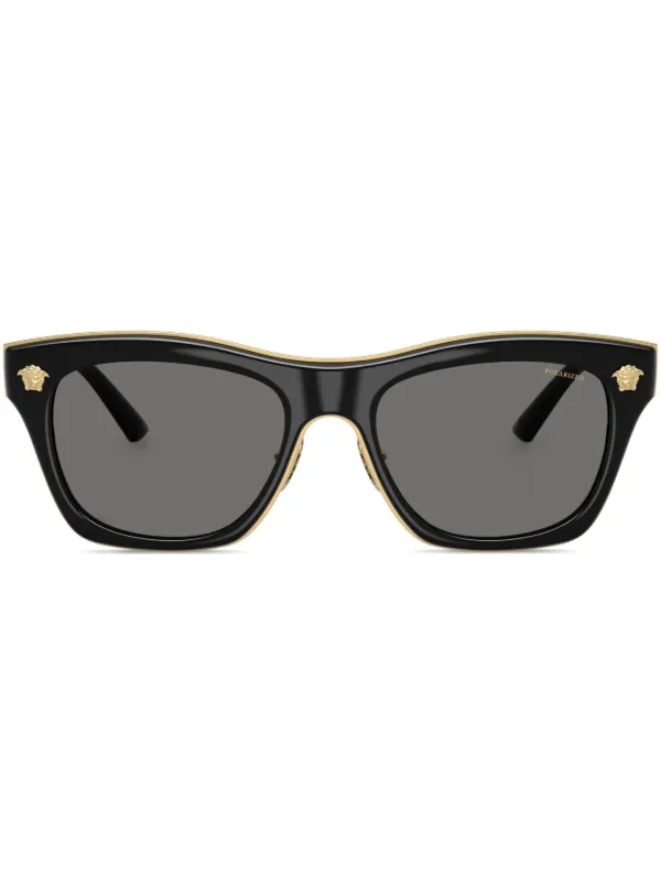 Versace Eyewear スクエアフレーム サングラス | ブラック | FARFETCH JP