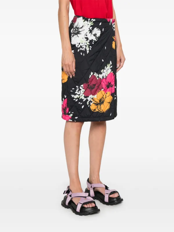 MOSCHINO JEANS Flower Print Wrap Midi Skirt | Black | FARFETCH