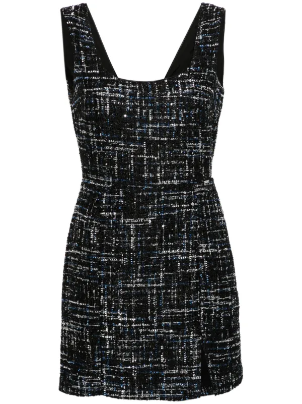 black boucle mini dress self-portrait - Black Boucle Collared Mini Dress main image 0