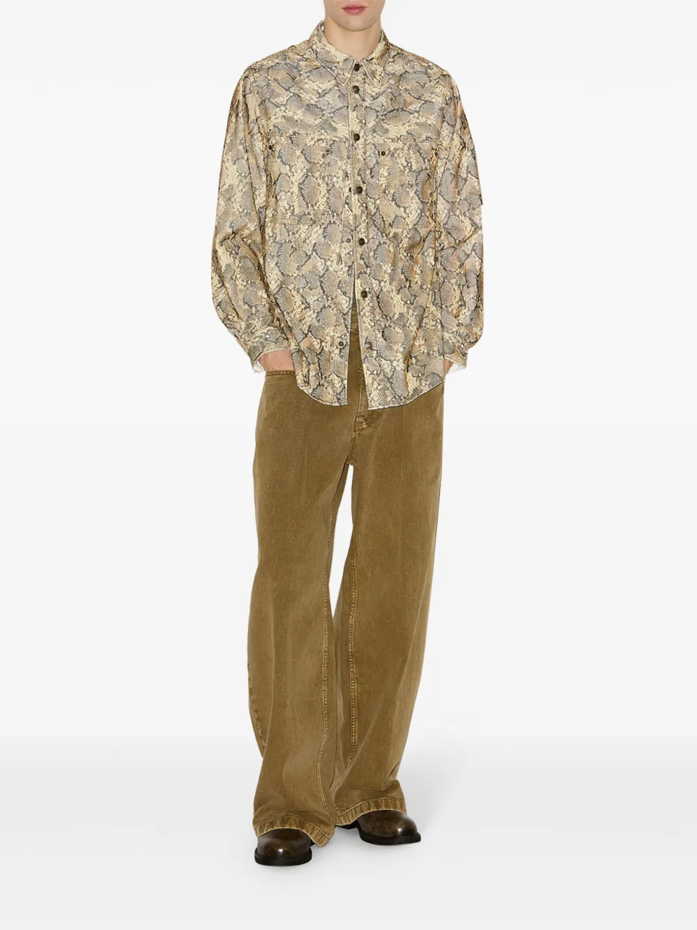 ISABEL MARANT Victor overhemd met slangenprint - Beige