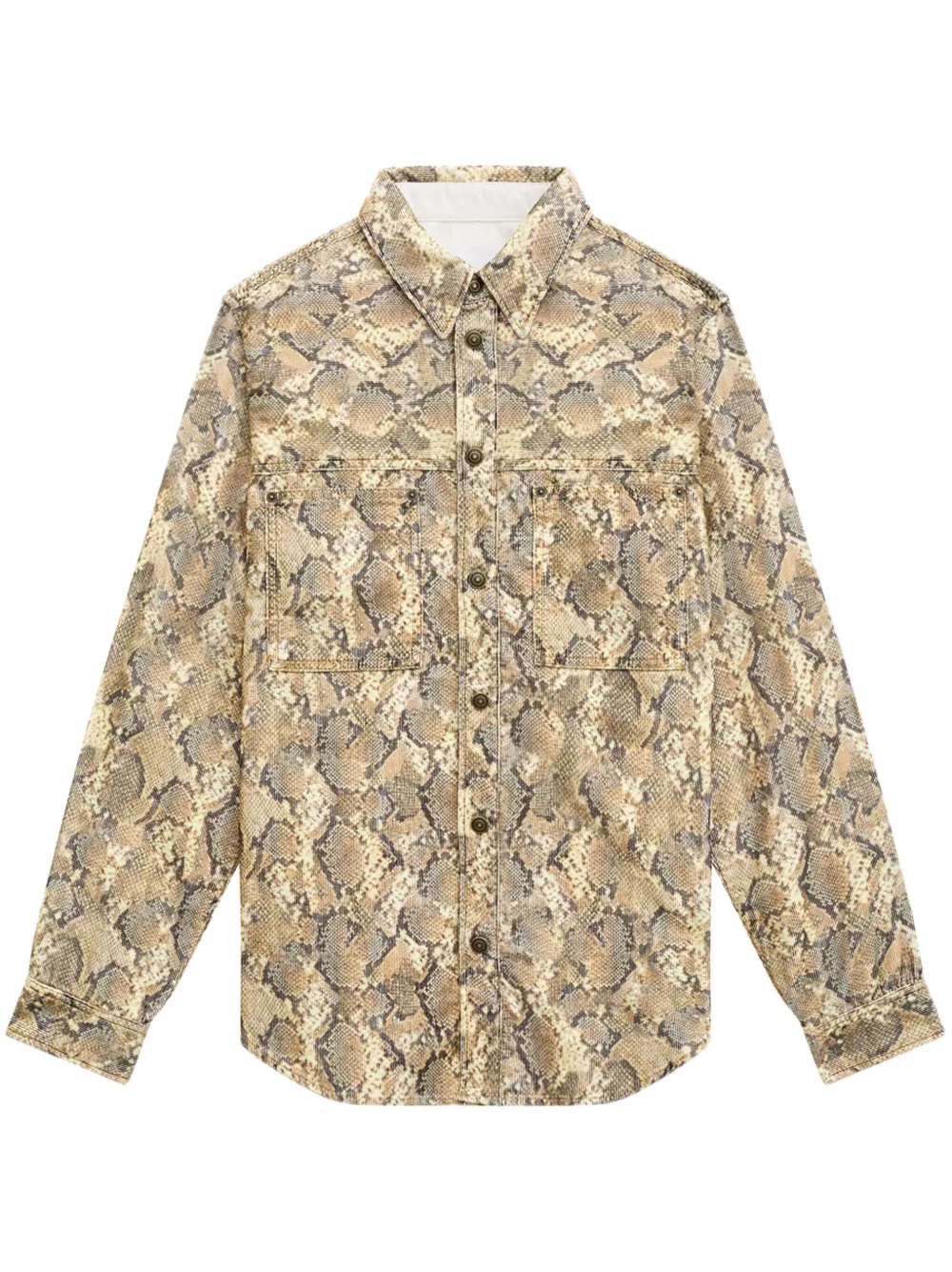 MARANT Victor overhemd met slangenprint Beige