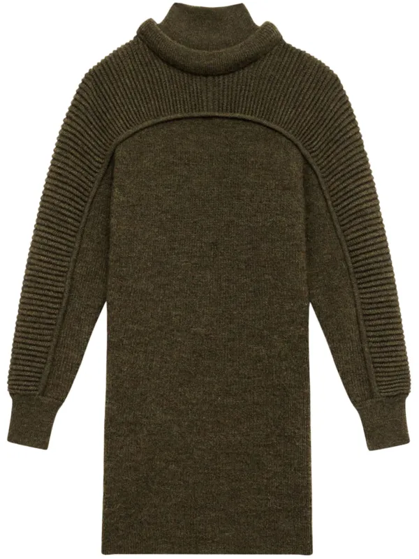 isabel marant green dress Isabel Marant Étoile Olive Green Ruffle Dress 55 47503755 – trenbe