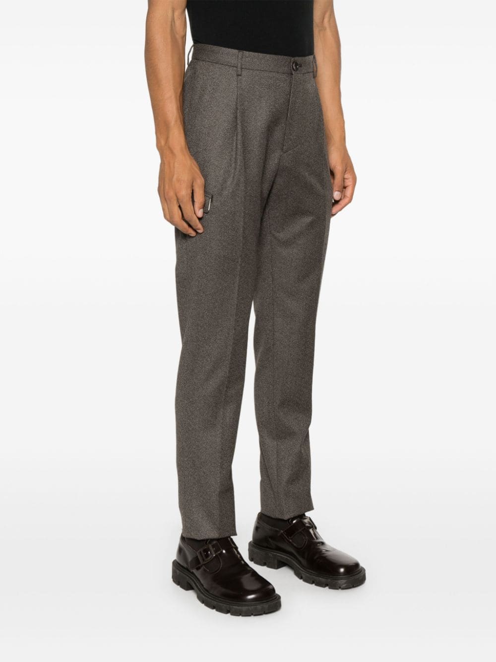 Shop Tagliatore Virgin Wool Cargo Pants In Brown