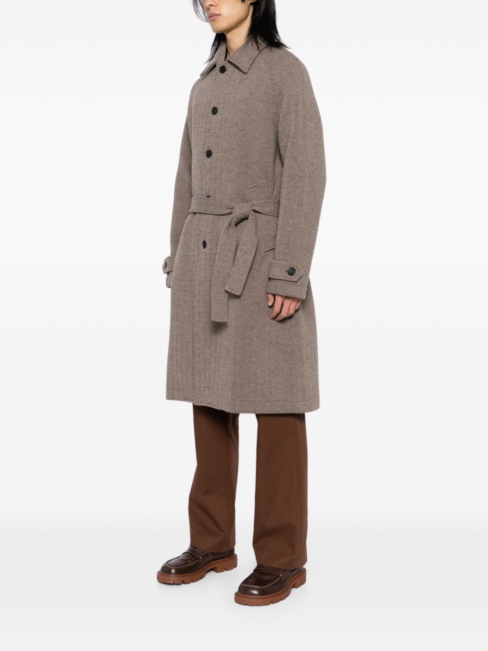 Shop Cruciani Single-breasted Trench Coats In Brown