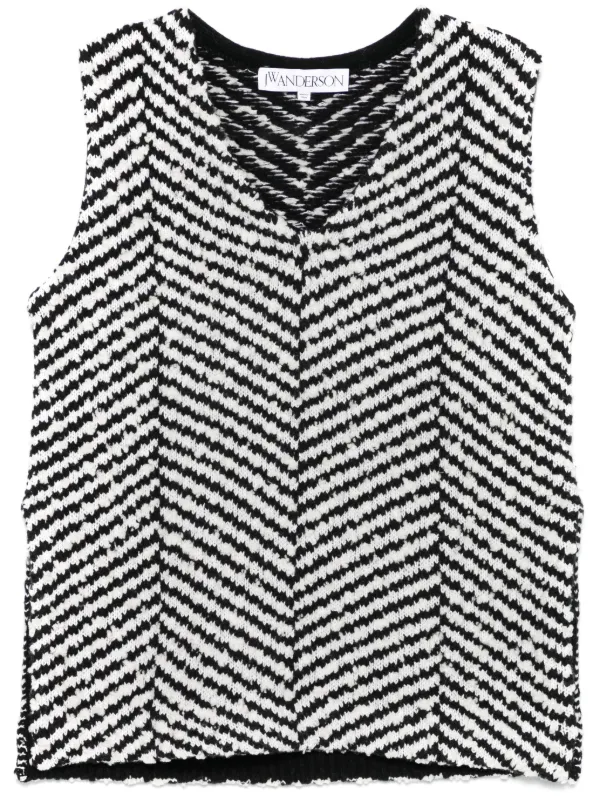 JW Anderson Chevron-knit Top in Black