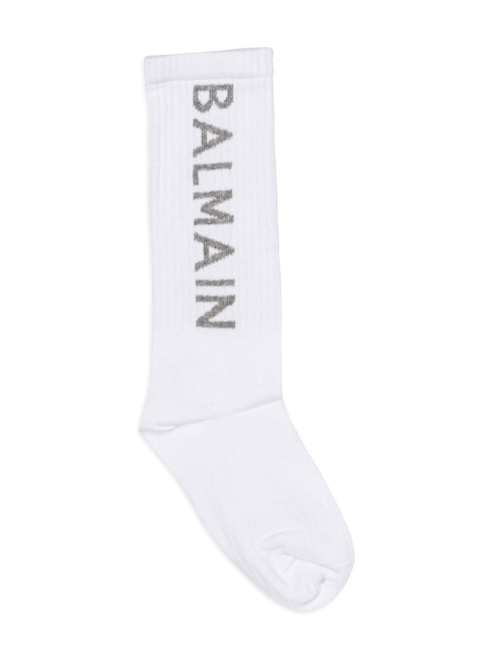 Balmain Kids intarsia knit-logo socks - Black